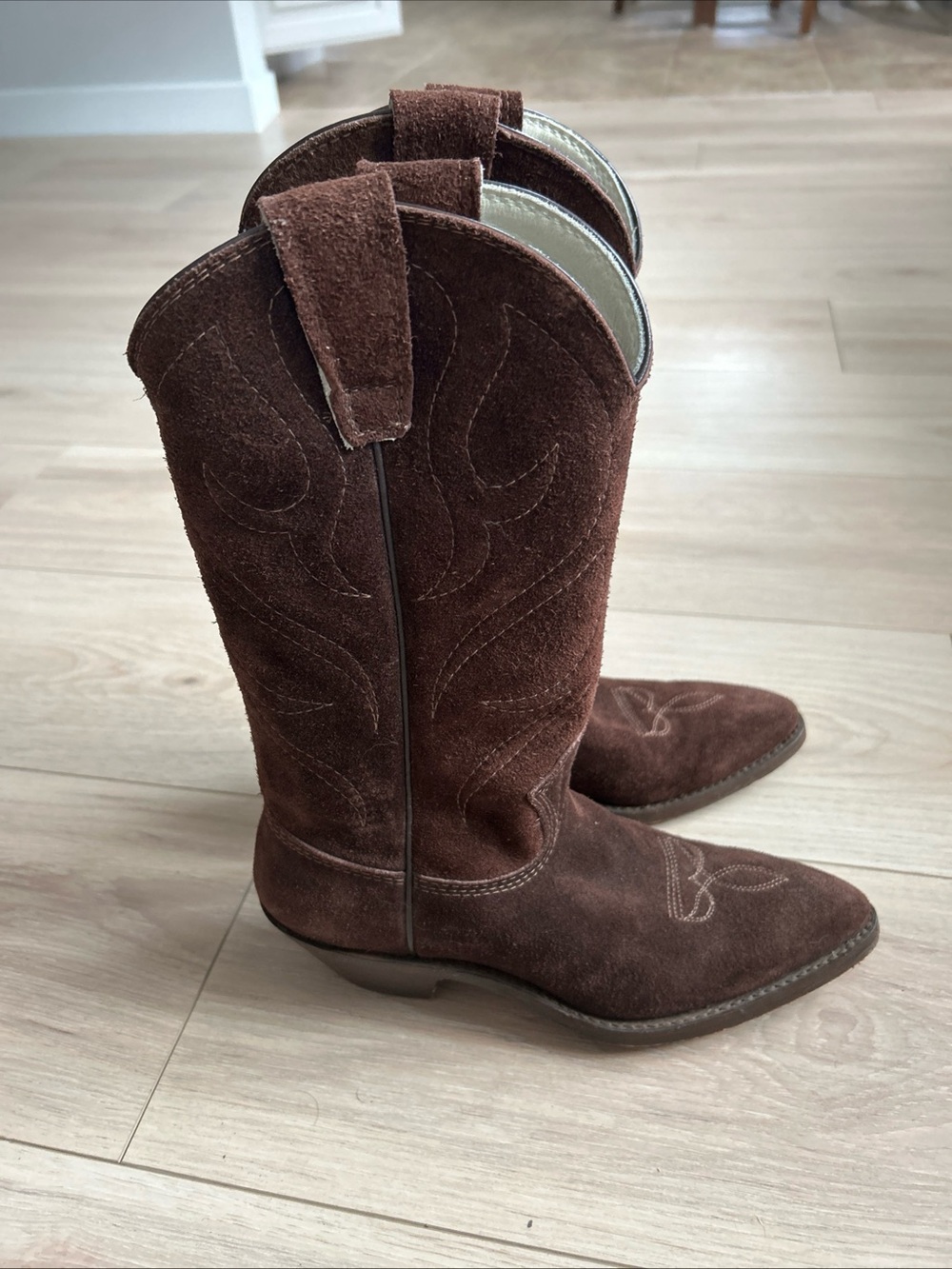 Vintage Handmade Stewart Boot Co Women's Brown Suede Western Cowboy Boots